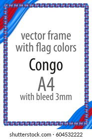 Frame and border of ribbon with the colors of the Congo flag