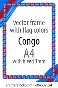 Frame and border of ribbon with the colors of the Congo flag