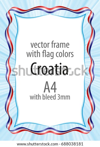 Frame Border Ribbon Colors Croatia Flag Stock Vector