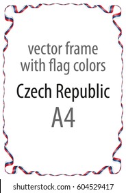 Frame and border of ribbon with the colors of the Czech Republic flag