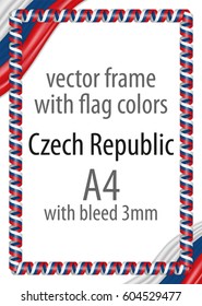 Frame and border of ribbon with the colors of the Czech Republic flag