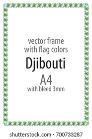 Frame and border of ribbon with the colors of the Djibouti flag