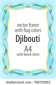 Frame and border of ribbon with the colors of the Djibouti flag