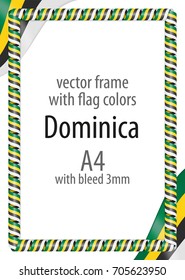 Frame and border of ribbon with the colors of the Dominica flag