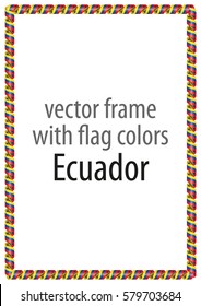 Frame and border of ribbon with the colors of the Ecuador flag