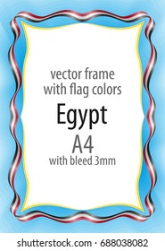 Frame and border of ribbon with the colors of the Egypt flag