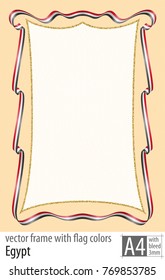 Frame and border of ribbon with the colors of the Egypt flag, with protective grid. Vector, with bleed three mm.