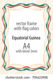 Frame and border of ribbon with the colors of the Equatorial Guinea flag