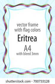 Frame and border of ribbon with the colors of the Eritrea flag