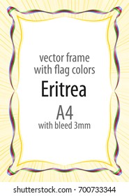 Frame and border of ribbon with the colors of the Eritrea flag
