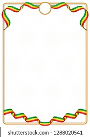 Frame and border of ribbon with the colors of the Ethiopia flag, template elements for your certificate and diploma