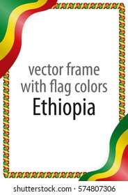 Frame and border of ribbon with the colors of the Ethiopia flag