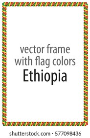 Frame and border of ribbon with the colors of the Ethiopia flag