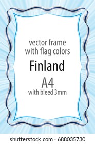 Frame and border of ribbon with the colors of the Finland flag