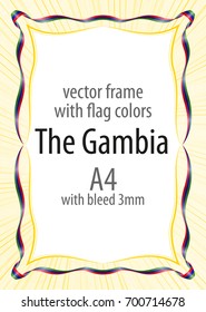 Frame and border of ribbon with the colors of the The Gambia flag