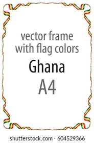 Frame and border of ribbon with the colors of the Ghana flag