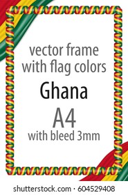 Frame and border of ribbon with the colors of the Ghana flag