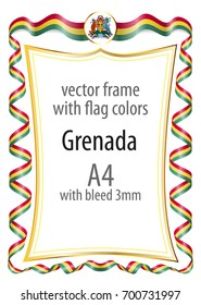 Frame and border of ribbon with the colors of the Grenada flag