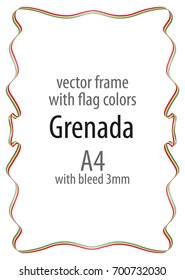 Frame and border of ribbon with the colors of the Grenada flag