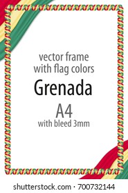 Frame and border of ribbon with the colors of the Grenada flag