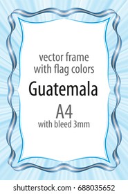 Frame and border of ribbon with the colors of the Guatemala flag