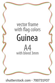 Frame and border of ribbon with the colors of the Guinea flag