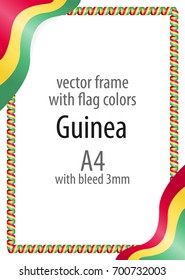 Frame and border of ribbon with the colors of the Guinea flag