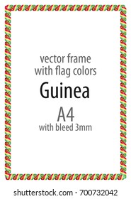 Frame and border of ribbon with the colors of the Guinea flag