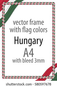 Frame and border of ribbon with the colors of the Hungary flag