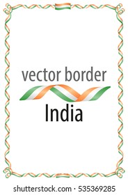 Frame and border of ribbon with the colors of the India flag