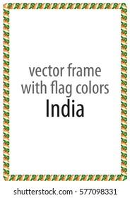 Frame and border of ribbon with the colors of the India flag