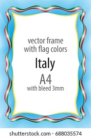 Frame and border of ribbon with the colors of the Italy flag