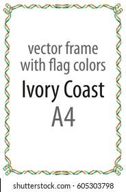Frame and border of ribbon with the colors of the Ivory Coast flag