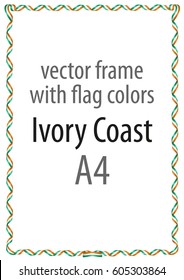 Frame and border of ribbon with the colors of the Ivory Coast flag