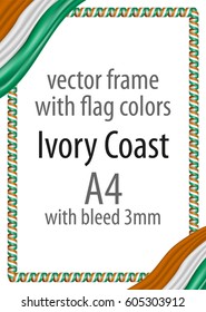 Frame and border of ribbon with the colors of the Ivory Coast flag