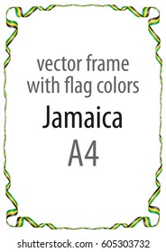 Frame and border of ribbon with the colors of the Jamaica flag