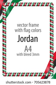 Frame and border of ribbon with the colors of the Jordan flag