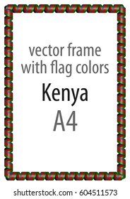 Frame and border of ribbon with the colors of the Kenya flag