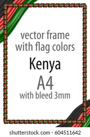 Frame and border of ribbon with the colors of the Kenya flag