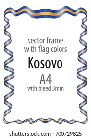 Frame and border of ribbon with the colors of the Kosovo flag