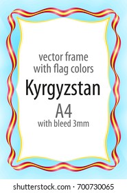 Frame and border of ribbon with the colors of the Kyrgyzstan flag