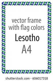 Frame and border of ribbon with the colors of the Lesotho flag