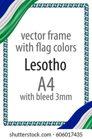 Frame and border of ribbon with the colors of the Lesotho flag