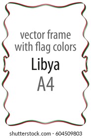 Frame and border of ribbon with the colors of the Libya flag