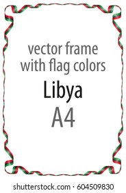 Frame and border of ribbon with the colors of the Libya flag