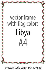 Frame and border of ribbon with the colors of the Libya flag
