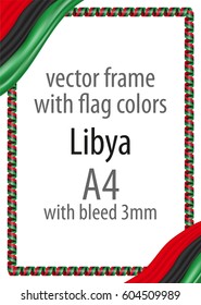Frame and border of ribbon with the colors of the Libya flag