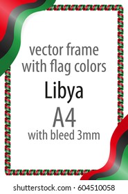 Frame and border of ribbon with the colors of the Libya flag