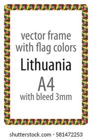 Frame and border of ribbon with the colors of the Lithuania flag