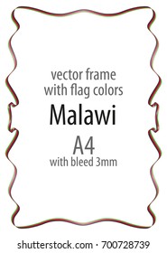 Frame and border of ribbon with the colors of the Malawi flag